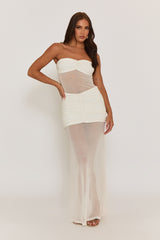 Ivory Semi Sheer Mesh Maxi Dress - Davie