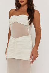Ivory Semi Sheer Mesh Maxi Dress - Davie