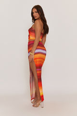 Orange Bandeau Top and Maxi Skirt Co-ord Set - Flynn