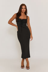 Black Lace Trim Maxi Dress - Eleri