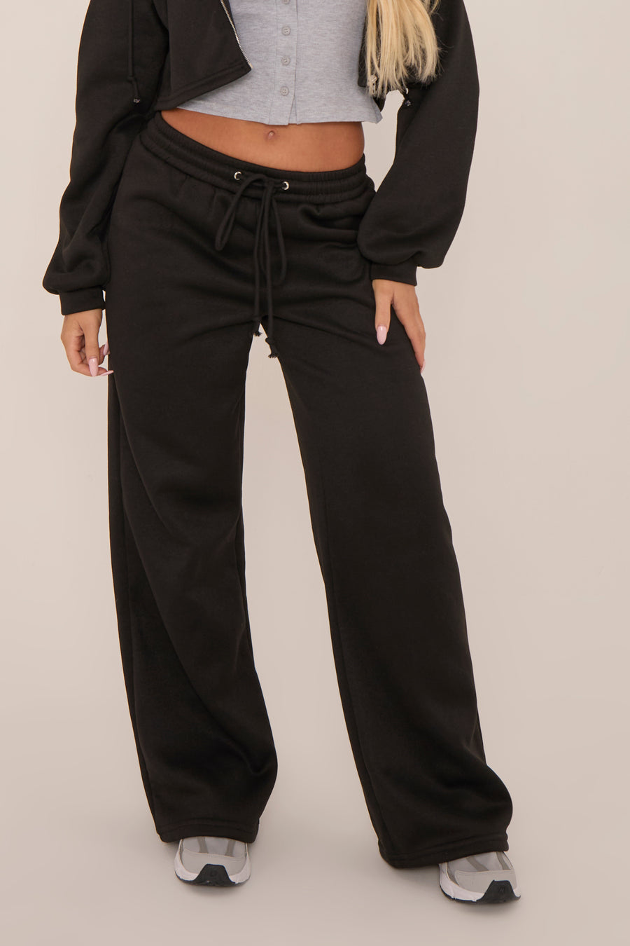 Black Oversized Zip Front Hoodie Lounge Set - Ellery