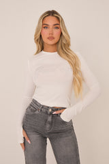 White Good Girl Embellished Diamante Top - Kimberly