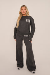 Grey High Waist Wide Leg Joggers - Lively