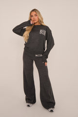 Grey Knit Swirl Detail Oversized Sweatshirt - Pluma