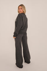 Grey High Waist Wide Leg Joggers - Lively