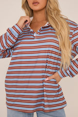 Multi Striped Oversized Long Sleeves Rugby T-shirt - Citra