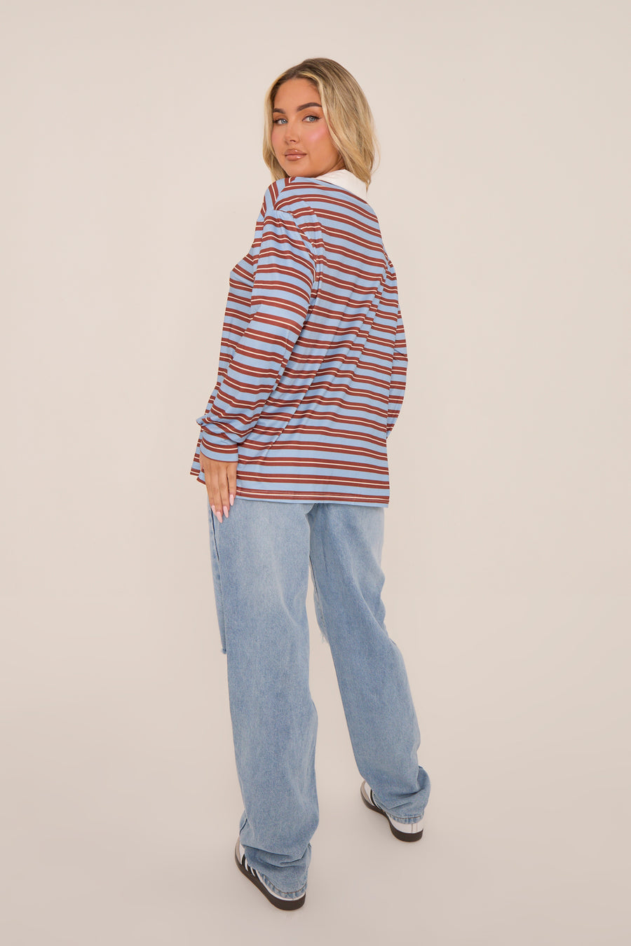 Multi Striped Oversized Long Sleeves Rugby T-shirt - Citra