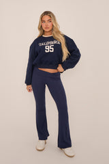 Navy California Print Long Sleeves Sweatshirt - Alisha