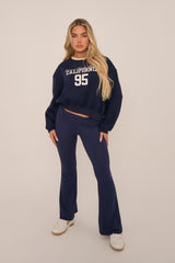 Navy California Print Long Sleeves Sweatshirt - Alisha