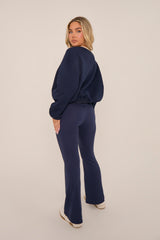 Navy California Print Long Sleeves Sweatshirt - Alisha