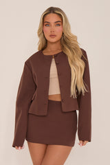 Chocolate Tailored Jacket and Mini Skirt Co-ord - Belinda