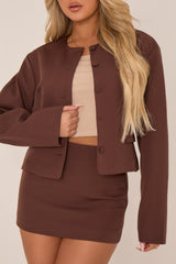 Chocolate Tailored Jacket and Mini Skirt Co-ord - Belinda