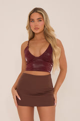 Wine Shine Faux Leather Crop Top - Allyson
