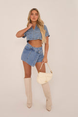 Blue Denim Crop Top and Skort Co-Ord - Aleana