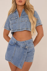 Blue Denim Crop Top and Skort Co-Ord - Aleana