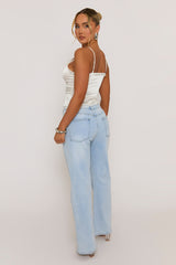 Ivory Satin Lace Trim Button Down Cami - Sanya