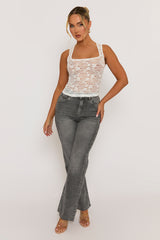 White Lace Sheer Vest Top - Elenora