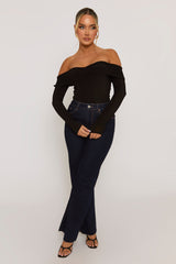 Black Twist Bardot Bodysuit - Luiza
