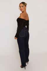 Black Twist Bardot Bodysuit - Luiza