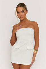 White Tailored Bandeau Mini Dress - Sussana
