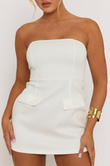 White Tailored Bandeau Mini Dress - Sussana