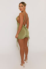 Green Cowl Ruched Side Mini Dress - Marfa