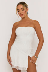 White Lace Bandeau Mini Dress - Dominika