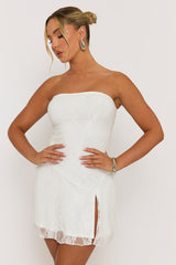 White Lace Bandeau Mini Dress - Dominika
