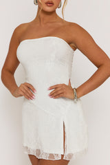 White Lace Bandeau Mini Dress - Dominika