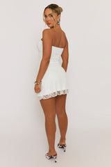 White Lace Bandeau Mini Dress - Dominika