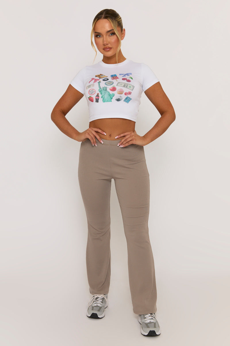 Taupe Soft Jersey Flares - Lauryn