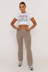 Taupe Soft Jersey Flares - Lauryn