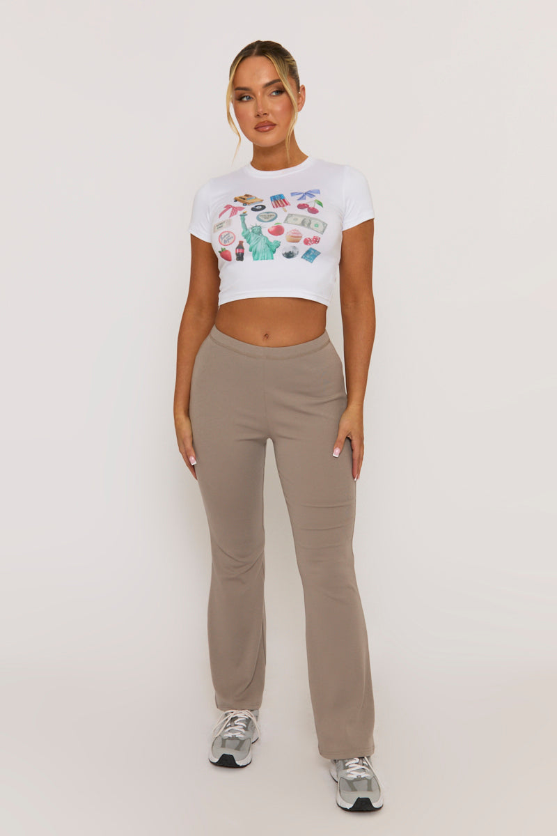 Taupe Soft Jersey Flares - Lauryn
