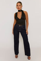 Black Scarf Plunge Top - Gala