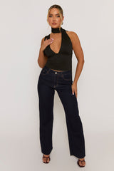 Black Scarf Plunge Top - Gala