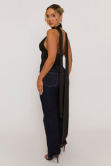 Black Scarf Plunge Top - Gala