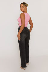 Pink Twist Front Cut Out Crop Top - Joyce