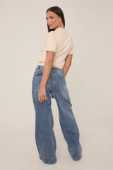 Beige Gold Button Detail Knitted Top - Valencia