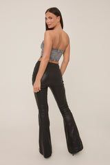 Grey Denim Diamante Embellished Corset Top - Flora
