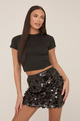 Black Disc Sequin Mini Skirt - Coco