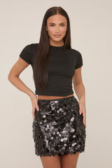 Black Disc Sequin Mini Skirt - Coco