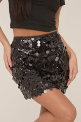 Black Disc Sequin Mini Skirt - Coco