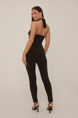 Black Metal Trim Cut Out Detail Jumpsuit - Kitty
