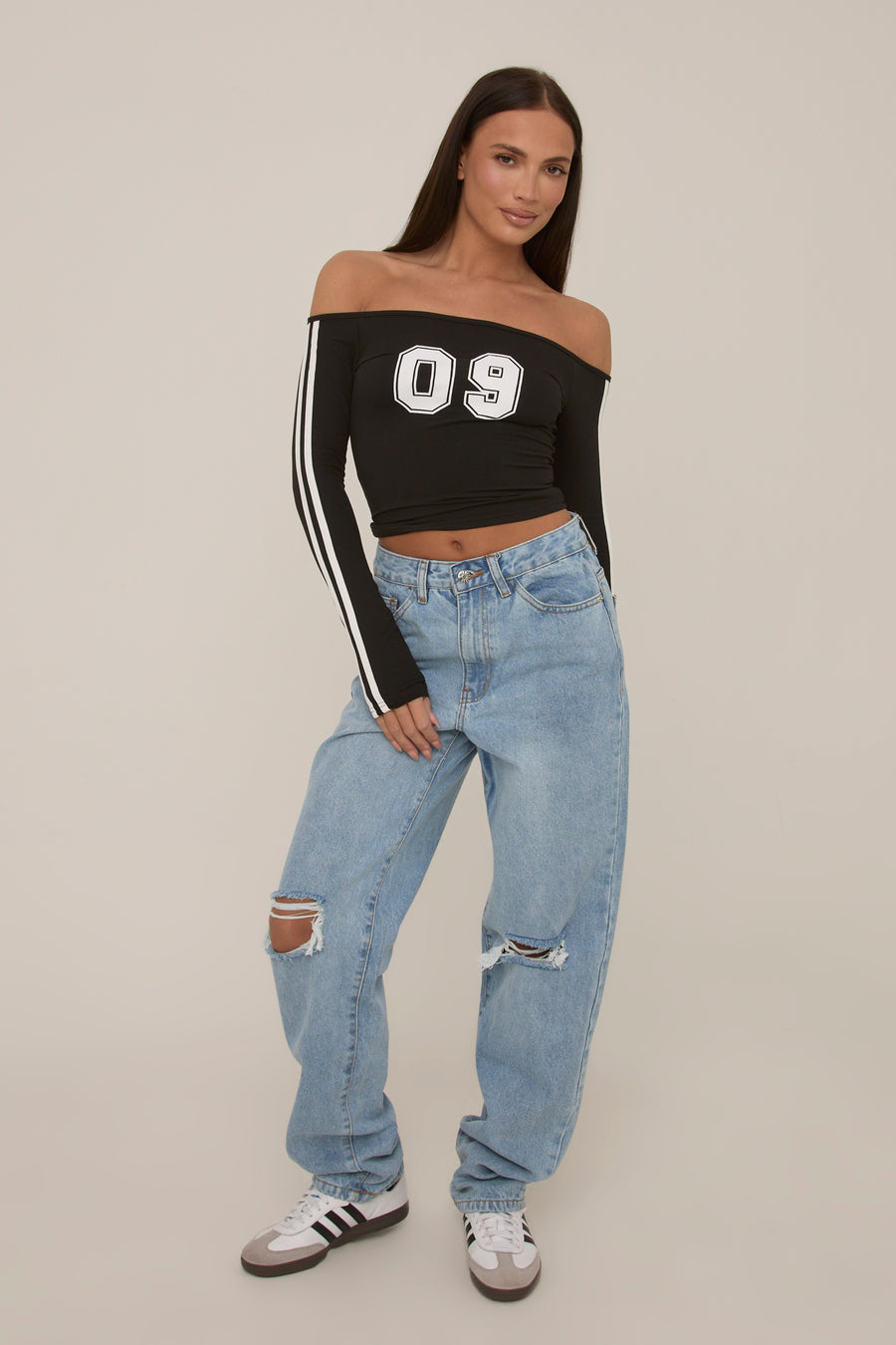 Black Varisty Number Crop Top - January