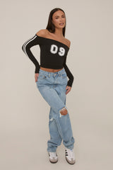 Black Varisty Number Crop Top - January