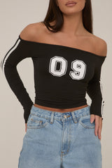 Black Varisty Number Crop Top - January