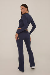 Navy Fold Down Trousers Lounge Co-ord Set - Avery