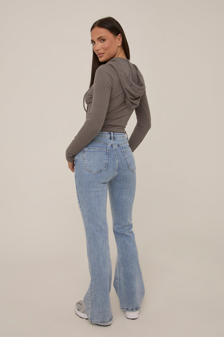 Grey Knitted Hooded Bodysuit - Peony