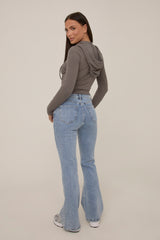 Grey Knitted Hooded Bodysuit - Peony