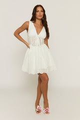 White Broderie Corset Detail Mini Dress - Minzu